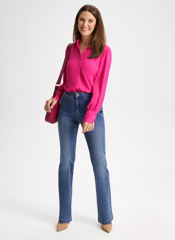 High-Low Long Sleeve Blouse