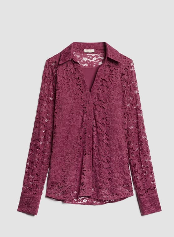 Lace Button-Down Blouse