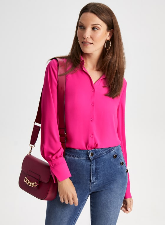 High-Low Long Sleeve Blouse
