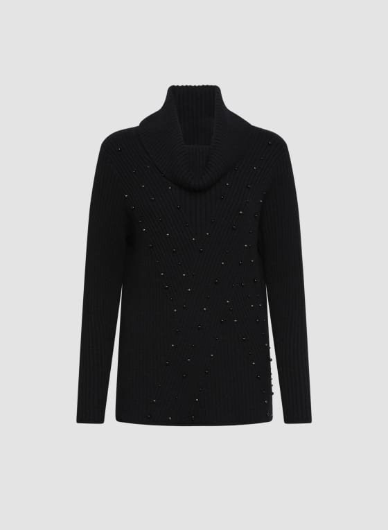 Cowl Neck Stud Detail Sweater
