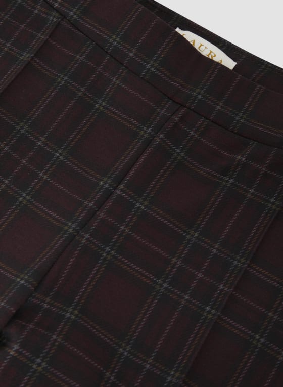 Pull-On Plaid Motif Pants