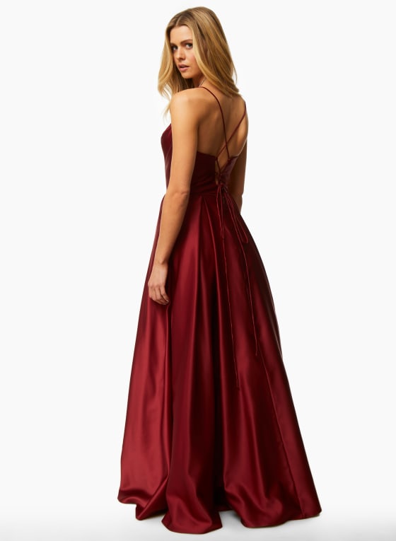 Satin Fit & Flare Ball Gown
