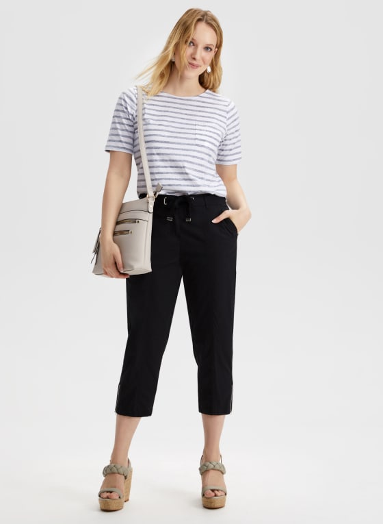 Striped Sequin Detail T-Shirt