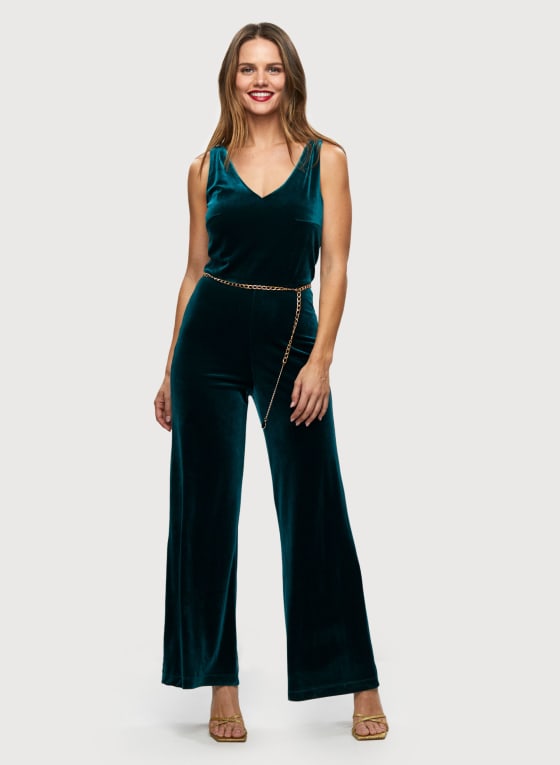 Belted Velvet Jumpsuit