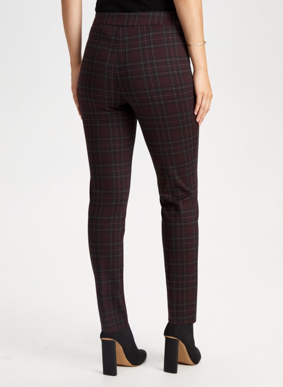 Pull-On Plaid Motif Pants