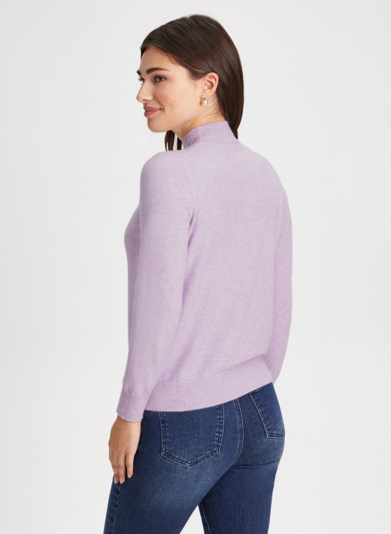 Rhinestone Mock Neck Sweater