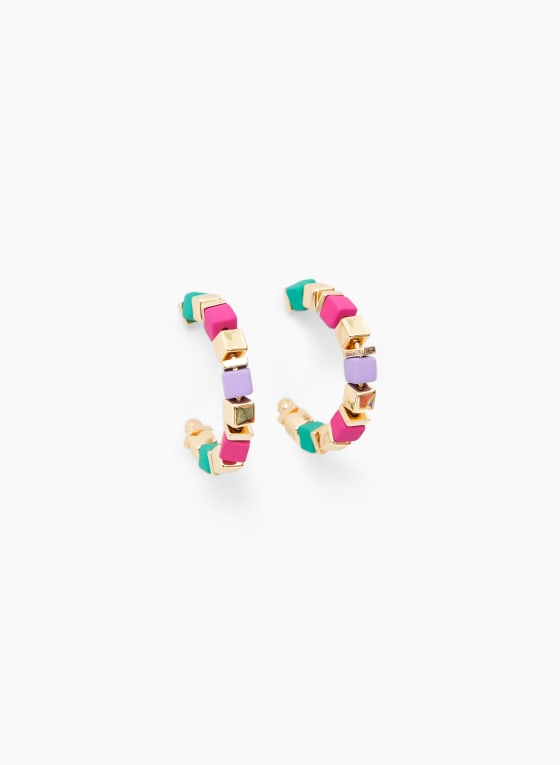 Multi-Colour Open Hoop Earrings