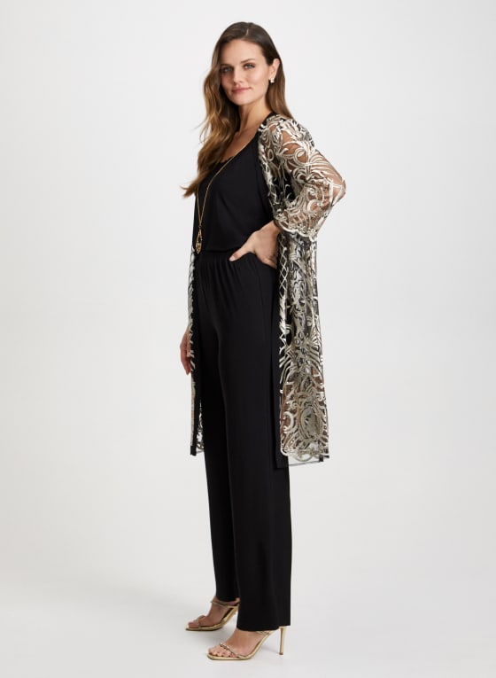 Sequin Motif Jacket, Pants & Cami Set