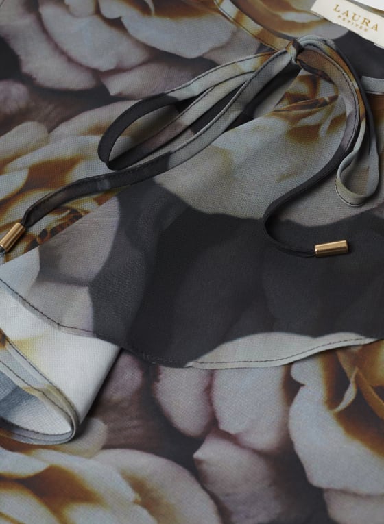 Floral Print Ruffle Blouse