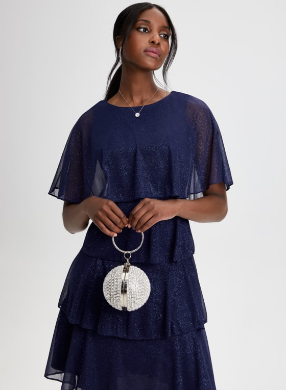 Glitter Mesh Tiered Dress