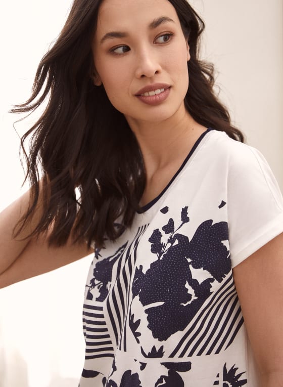 Scoop Neck Floral Print Top