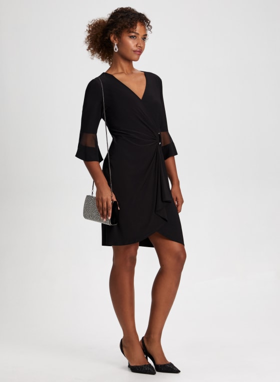 Mesh Detail 3/4 Sleeve Dress