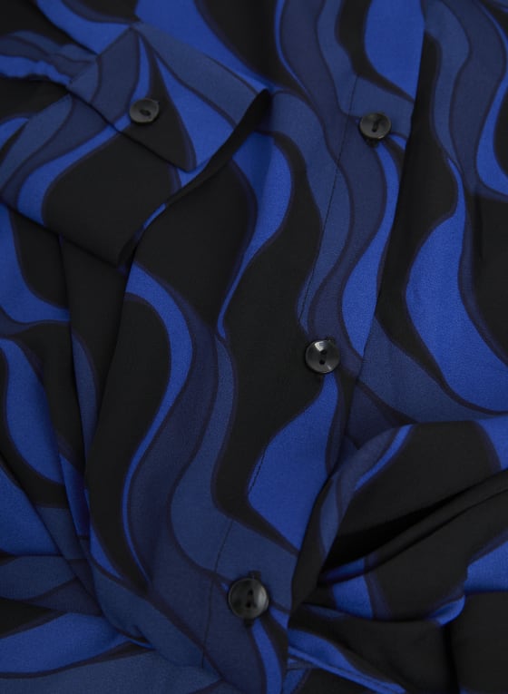 Geometric Print Button-Down Blouse