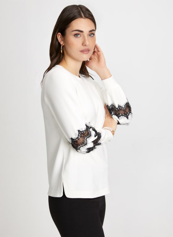 Lace Trim Long Sleeve Top