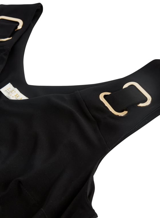 Buckle Detail Fit & Flare Dress