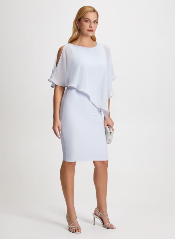 Rhinestone Trim Poncho Dress