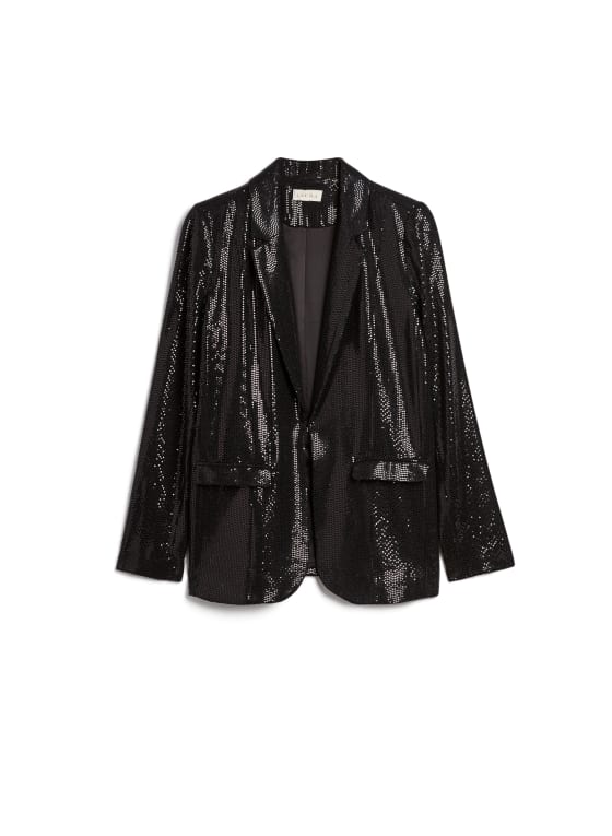 Notched Collar Sequin Jacket
