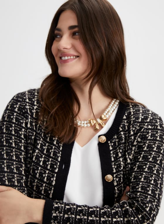 Plaid Button Front Cardigan