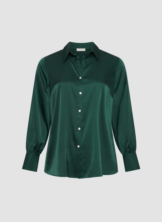 Rhinestone Button Front Blouse