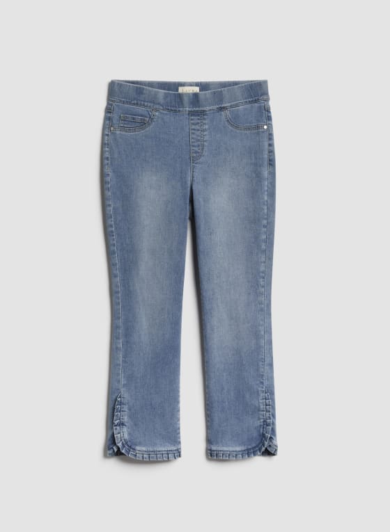 Ruffle Detail Denim Capris