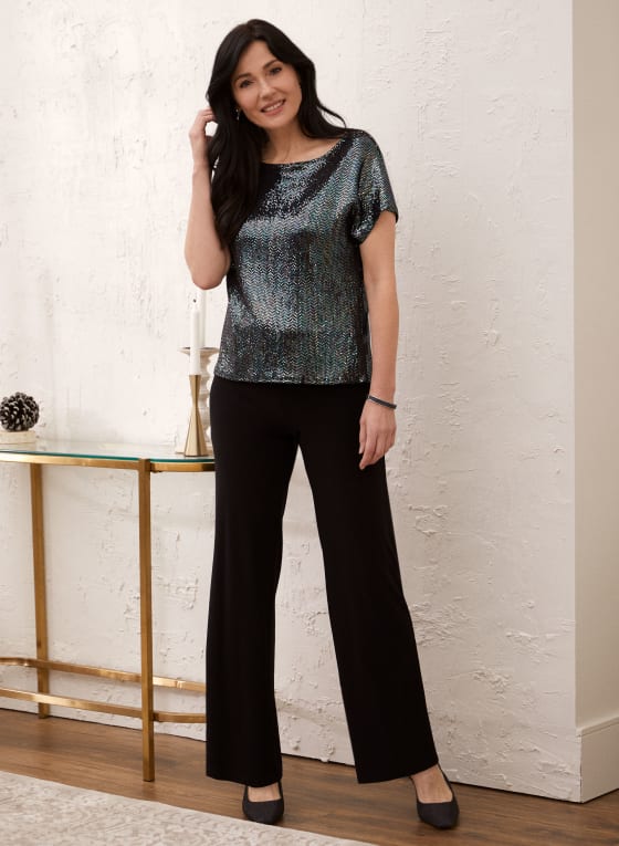 Boat Neck Sequin Top