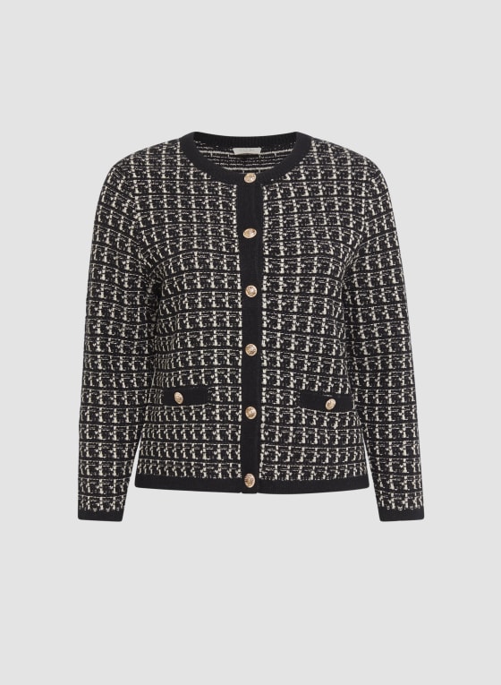 Plaid Button Front Cardigan