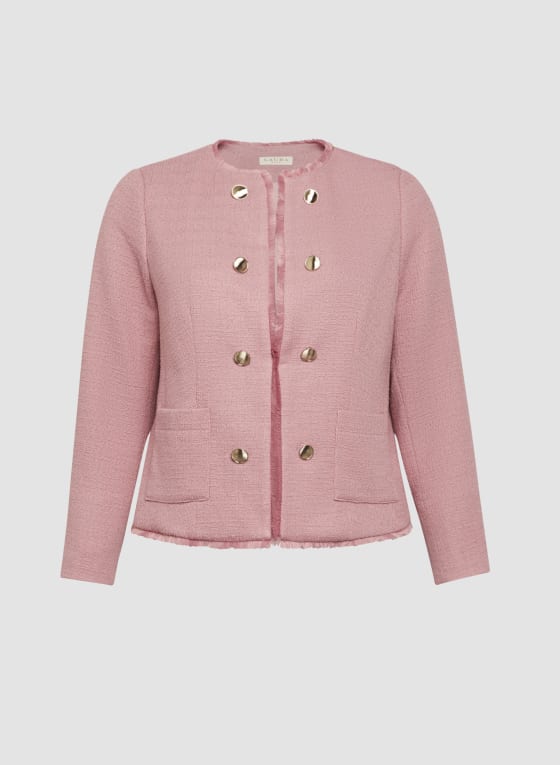 Fringe & Button Detail Jacket