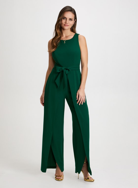 Sash Detail Split Wide Leg Jumpsuit