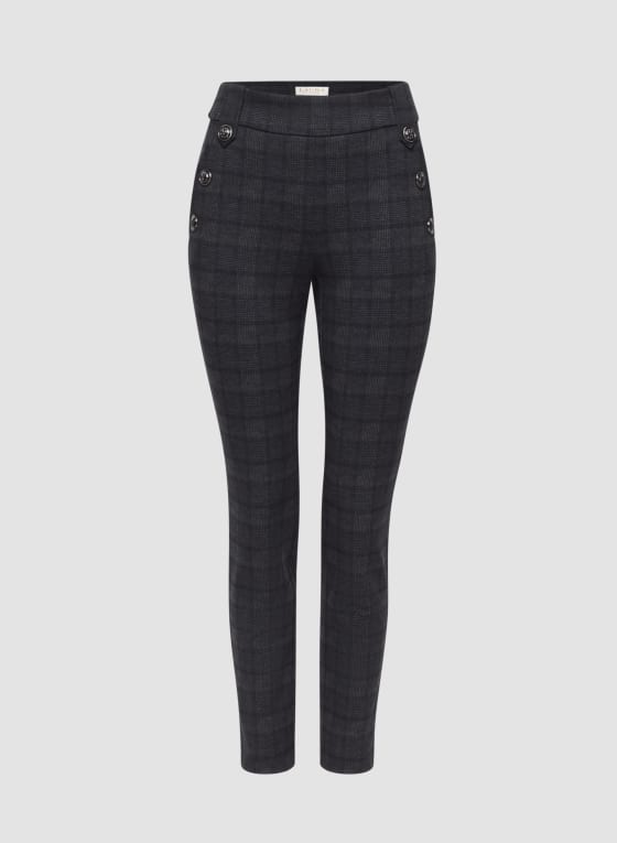 Slim Leg Checkered Pull-On Pants