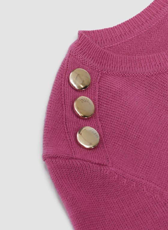 Button Detail Crew Neck Sweater
