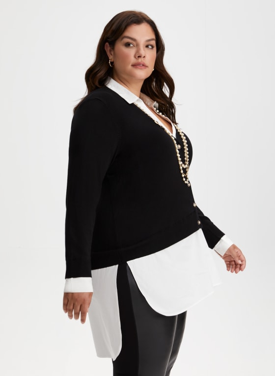 Shirt Collar Fooler Sweater