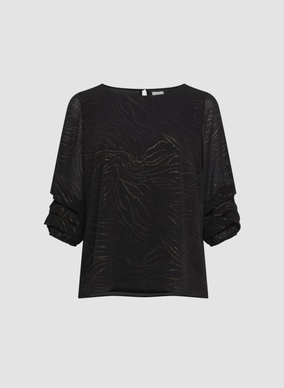 Gold Zebra Print Popover Blouse