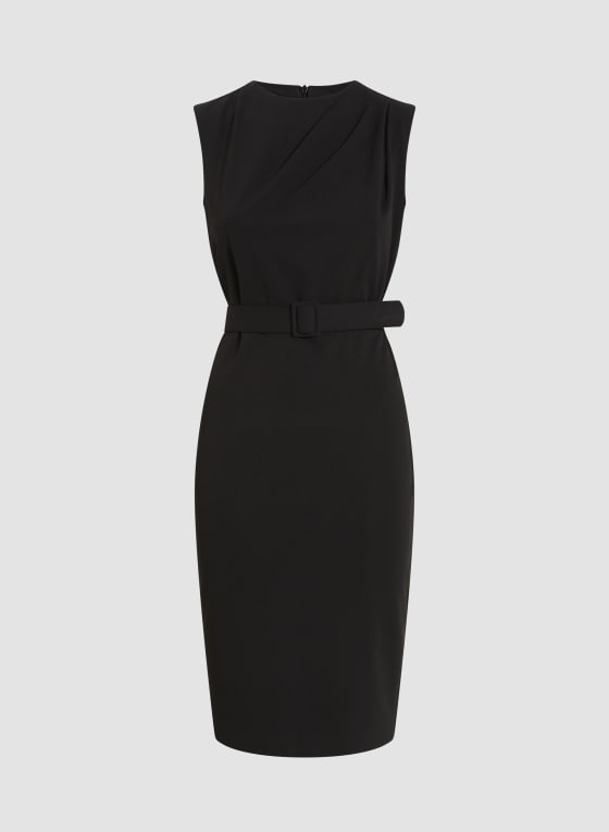 Belted Sleeveless Sheath Dress