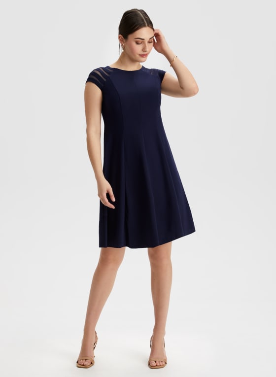 Mesh Detail Fit & Flare Dress