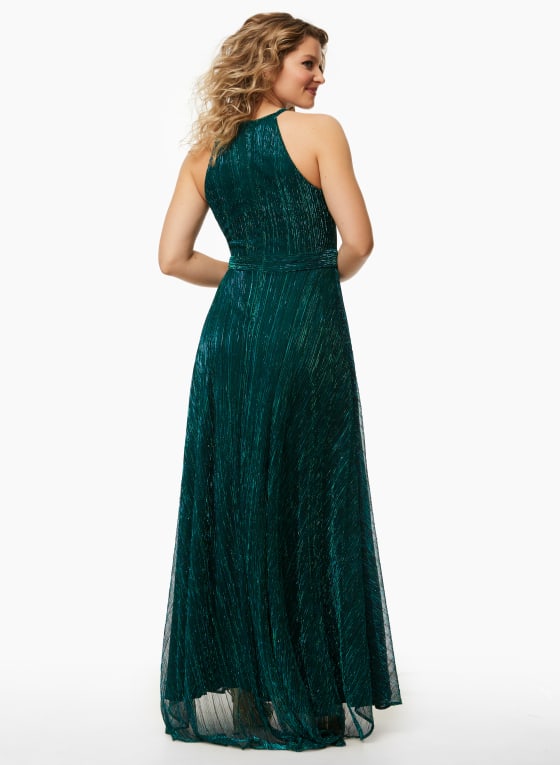 Metallic Halter Neck Dress