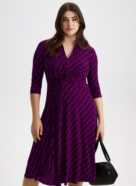 Geometric Motif Midi Dress
