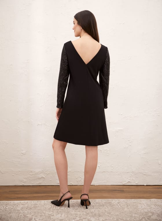 Sequin Sleeve A-Line Dress