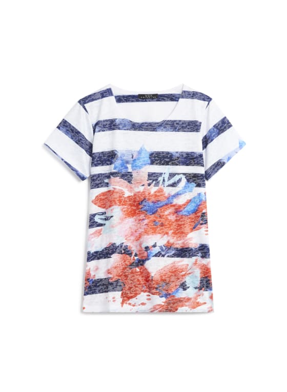 Stripe & Floral Print Tee