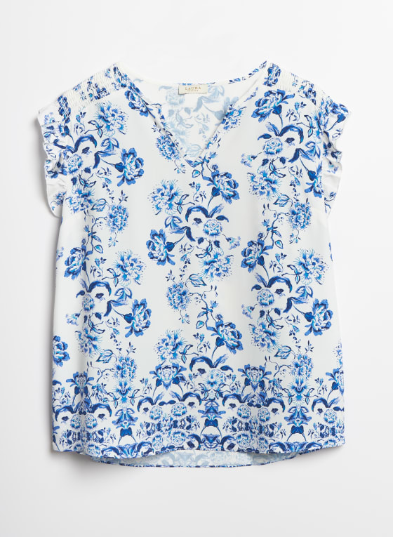 Floral Print Cap Sleeve Blouse