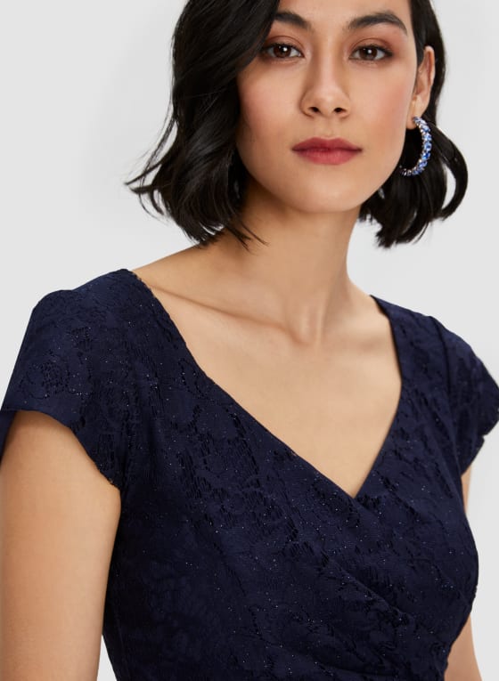 Lace & Glitter Detail Dress