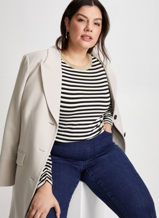 3/4 Sleeve Stripe Print Top