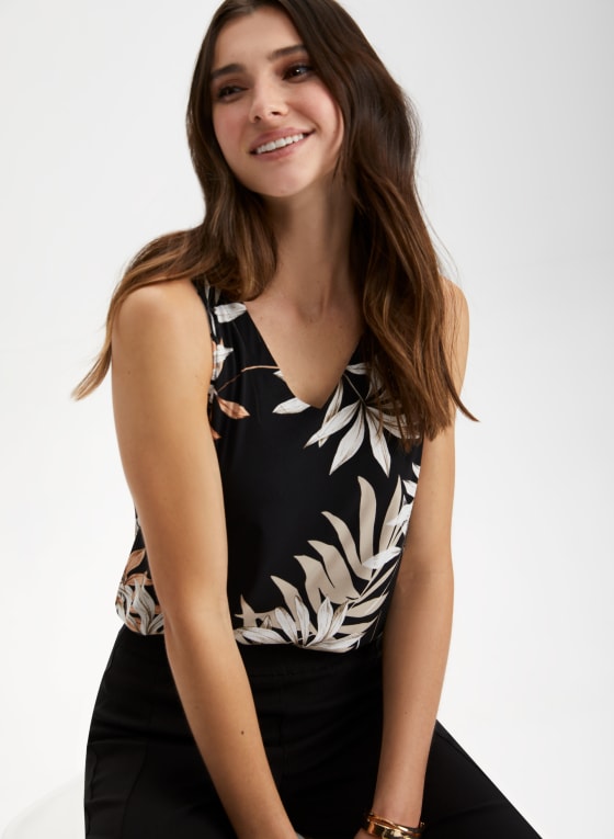 Fern Leaf Print Sleeveless Top
