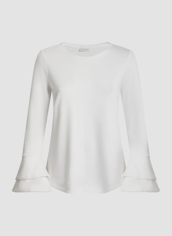 Pearl Embellished Tiered Sleeve Blouse