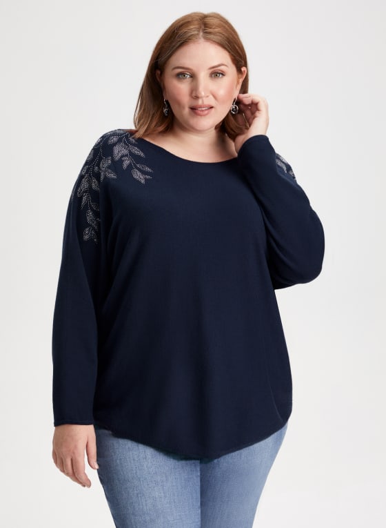 Rhinestone Detail Knit Sweater