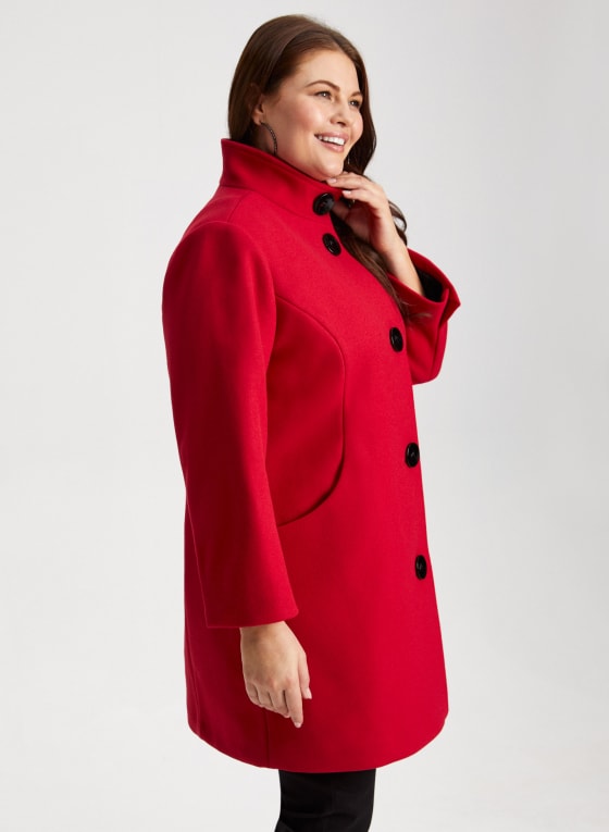 Stretch Wool Blend Coat