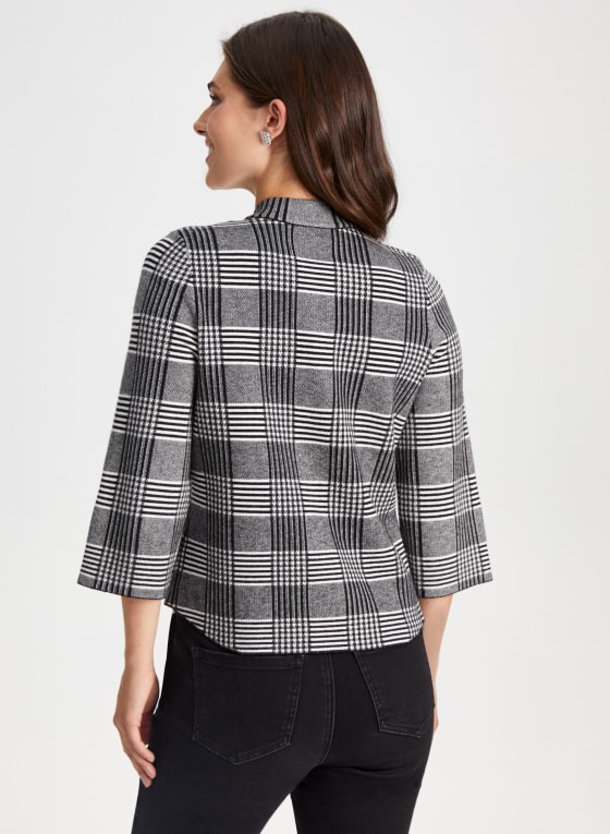 Plaid Mock Neck Cardigan