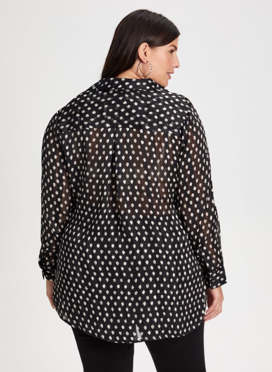 Button Down Dot Motif Tunic