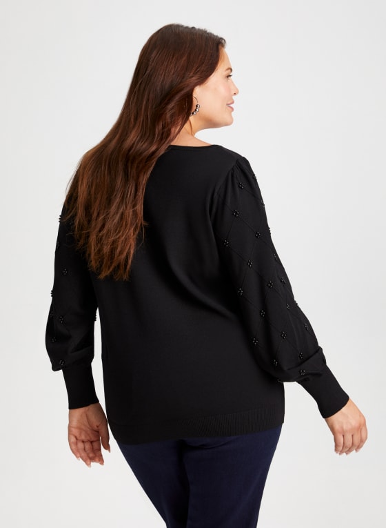 Argyle and Pearl Detail Sweater