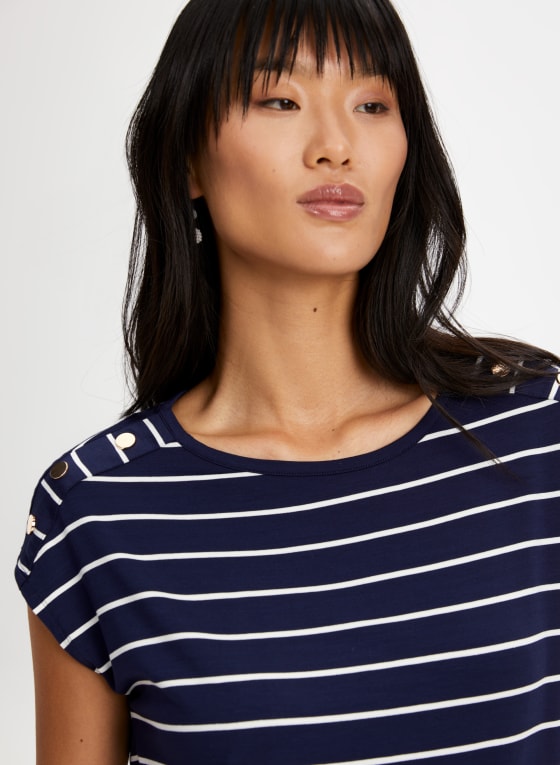 Stripe Print Two-Tone Top