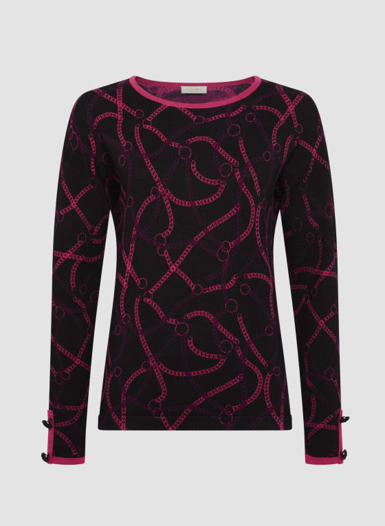 Contrast Chain Print Sweater